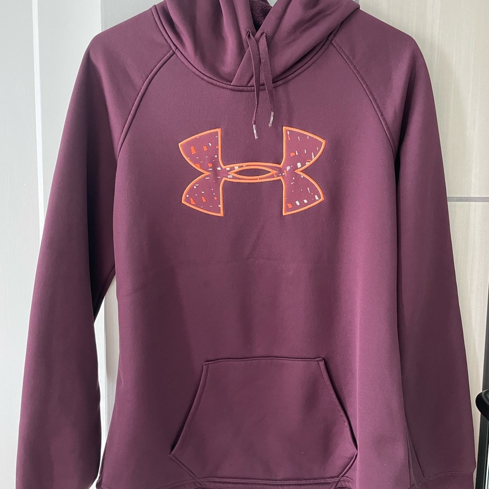 Under Armour Maroon Hoodie with Bright Orange Detail